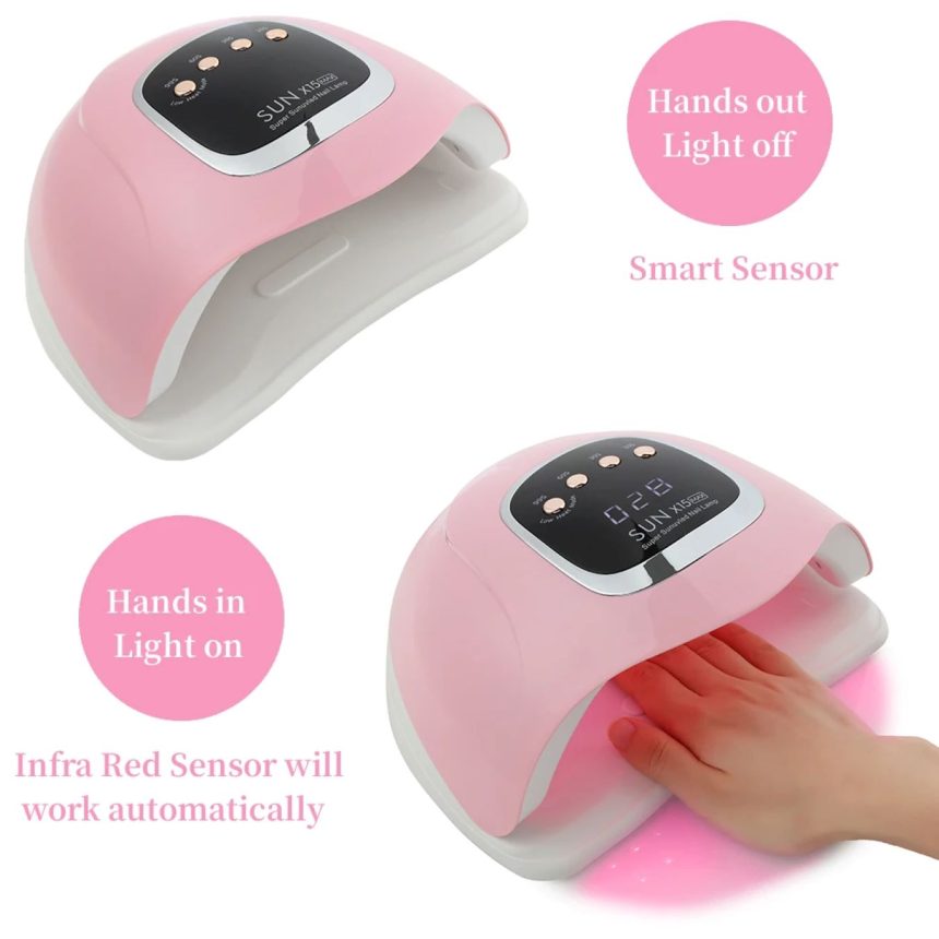 Nail enthusiast using a 300W Nail Dryer for a perfect manicure.